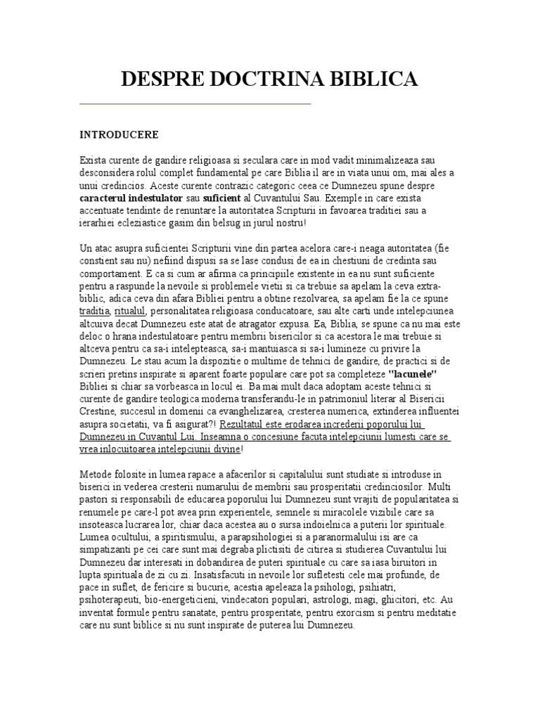 1 Doctrina Despre Doctrina Biblica | PDF