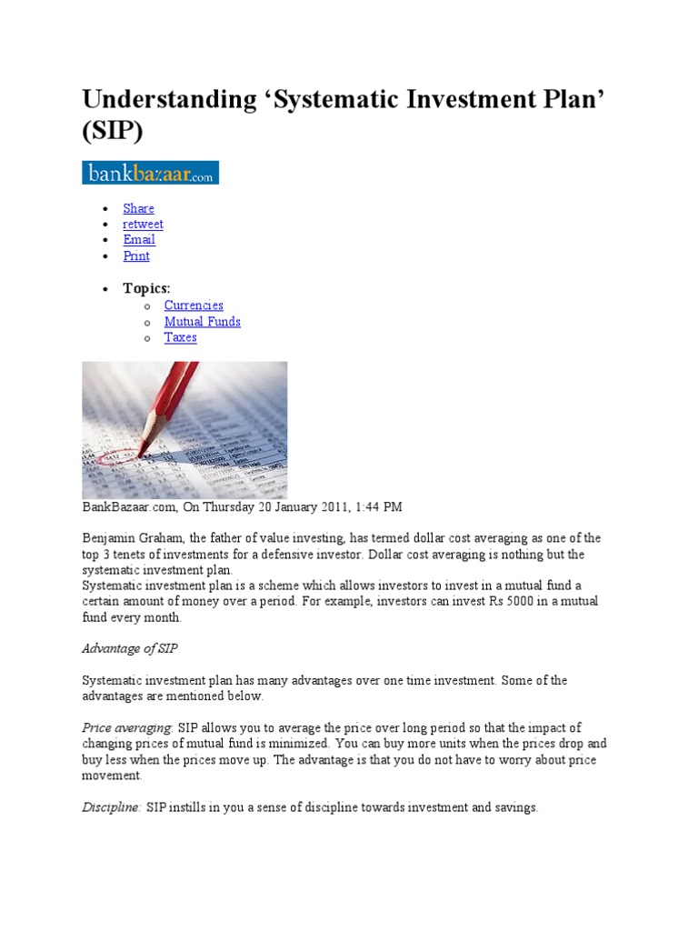 Understanding Systematic Investment Plan' (SIP) : Topics | PDF | Mutual