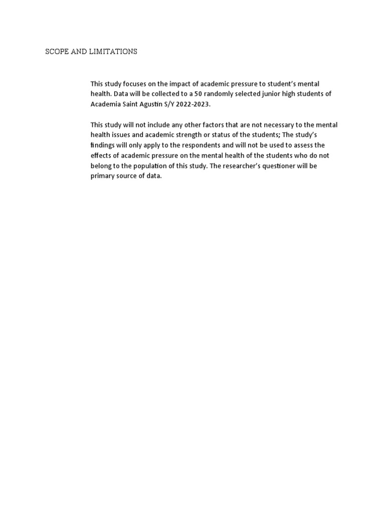 Scope and Limitations | PDF