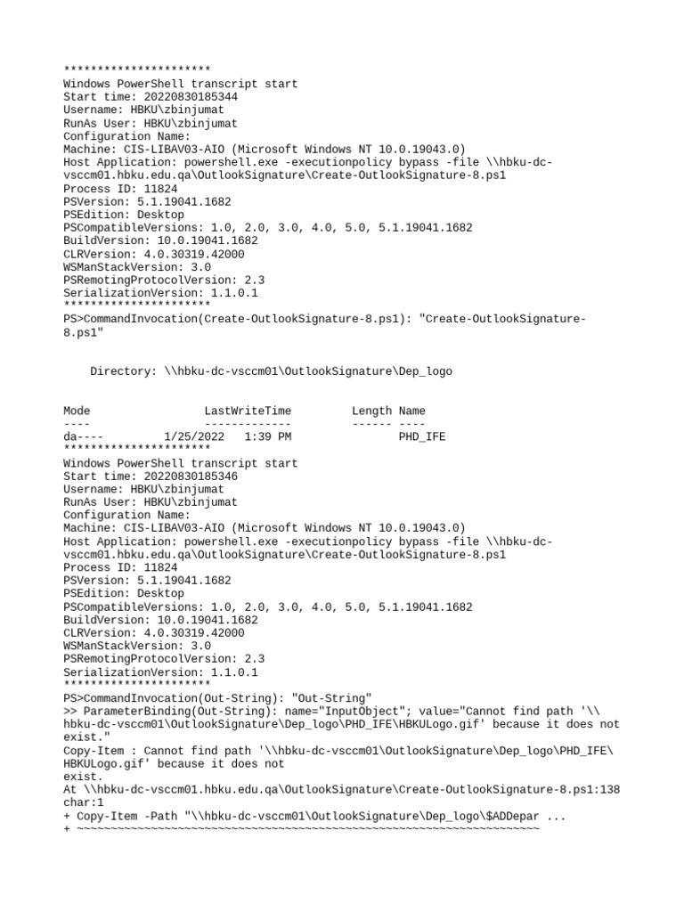 PowerShell - Transcript CIS-LIBAV03-AIO 8DTI1ALz 20220830185343 | PDF ...