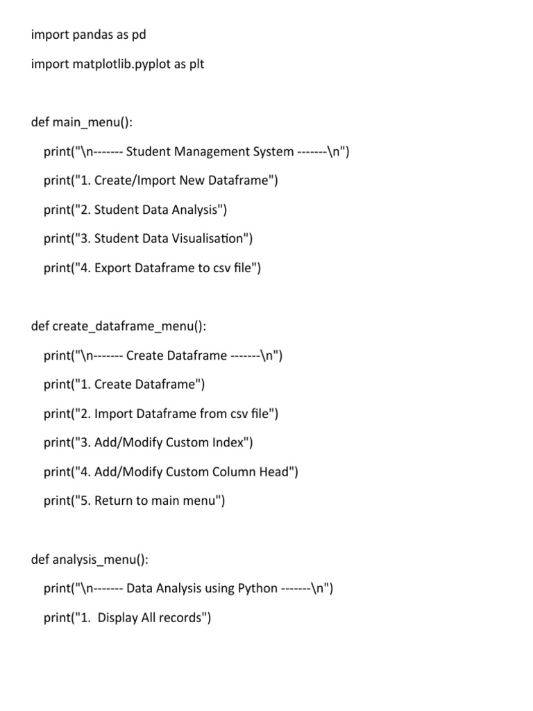 Student Management System in Python | PDF | Computer Programming ...