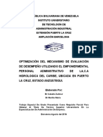 Optimización del mecanismo de evaluación de desempeño mediante empowerment en empresa hidrológica