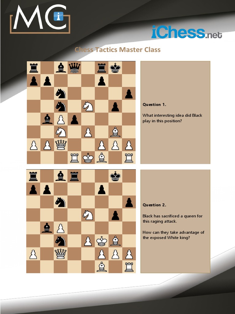 Puzzles - Tactics Masterclass | PDF | Chess Openings | Chess Theory
