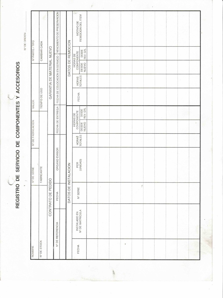 Tarjeta de Control de Rotables | PDF