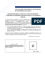 Declaración Jurada Con Firma Legalizada de La Aceptación Del Responsable Del Pago 2023. (Descargar Imprimir Firmar y Subir)