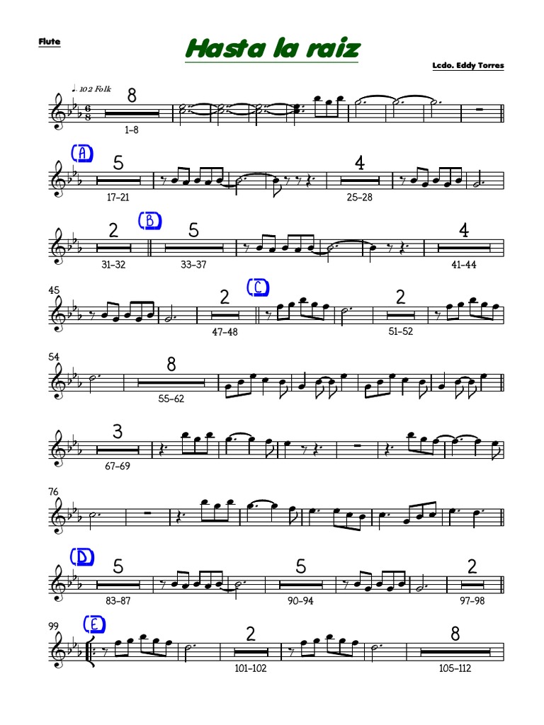 Hasta La Raiz Partituras Flute PDF