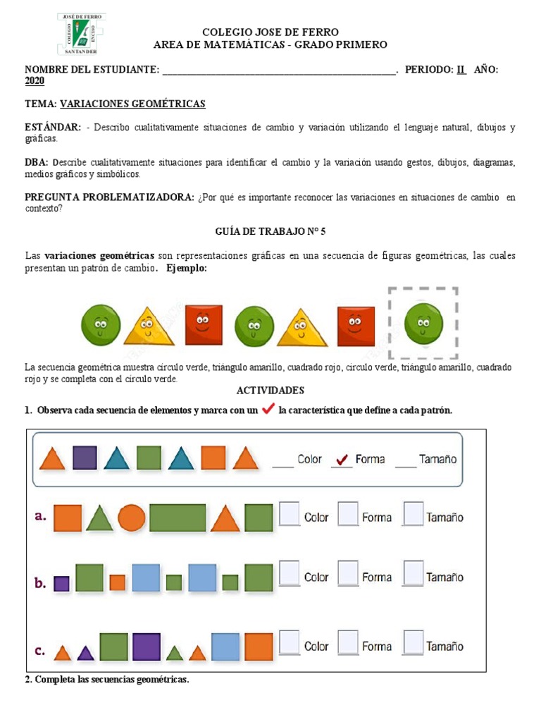 1° Guia 5 - Variaciones Geométricas | PDF