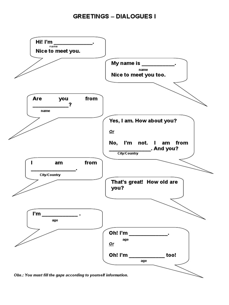 Greeting Dialogues and Exercises | PDF