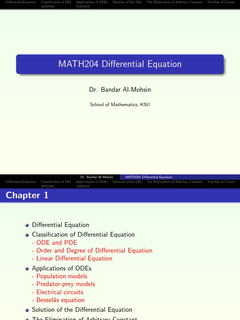 MATH204: An Introduction to Differential Equations | PDF | Ordinary ...