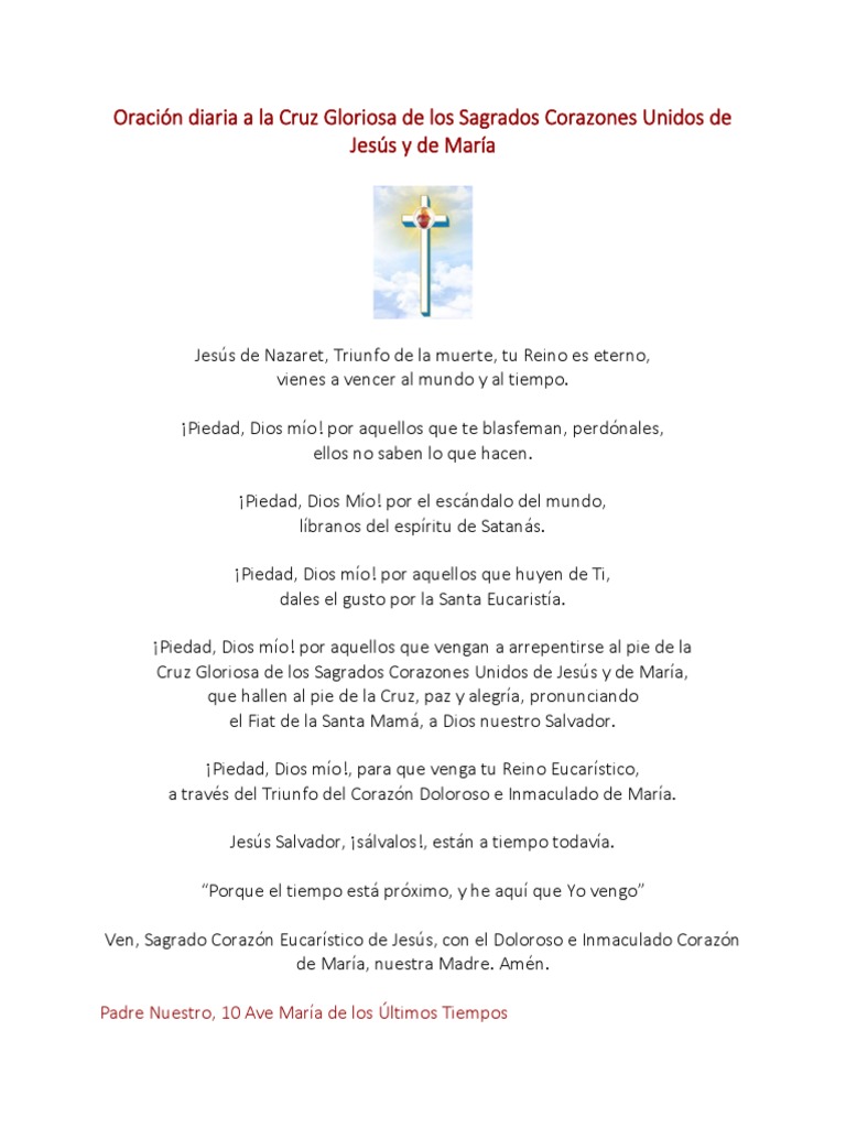Oración a la Cruz Gloriosa de Jesús y María | PDF