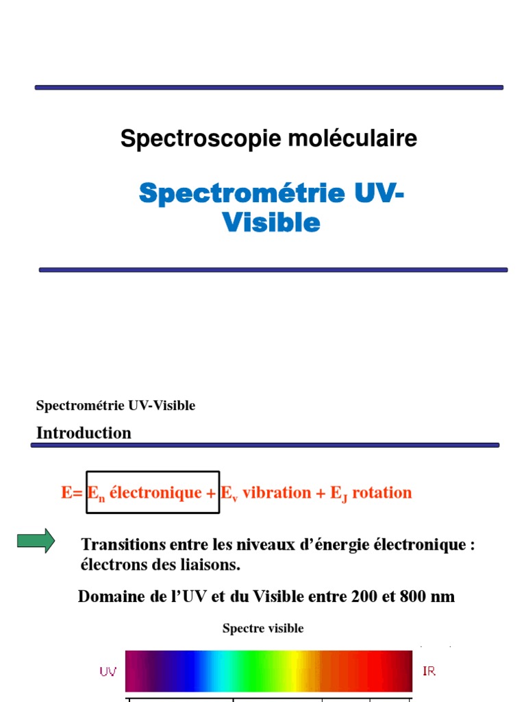 Spectroscopie UV-Visible et Transitions Électroniques | PDF | L ...