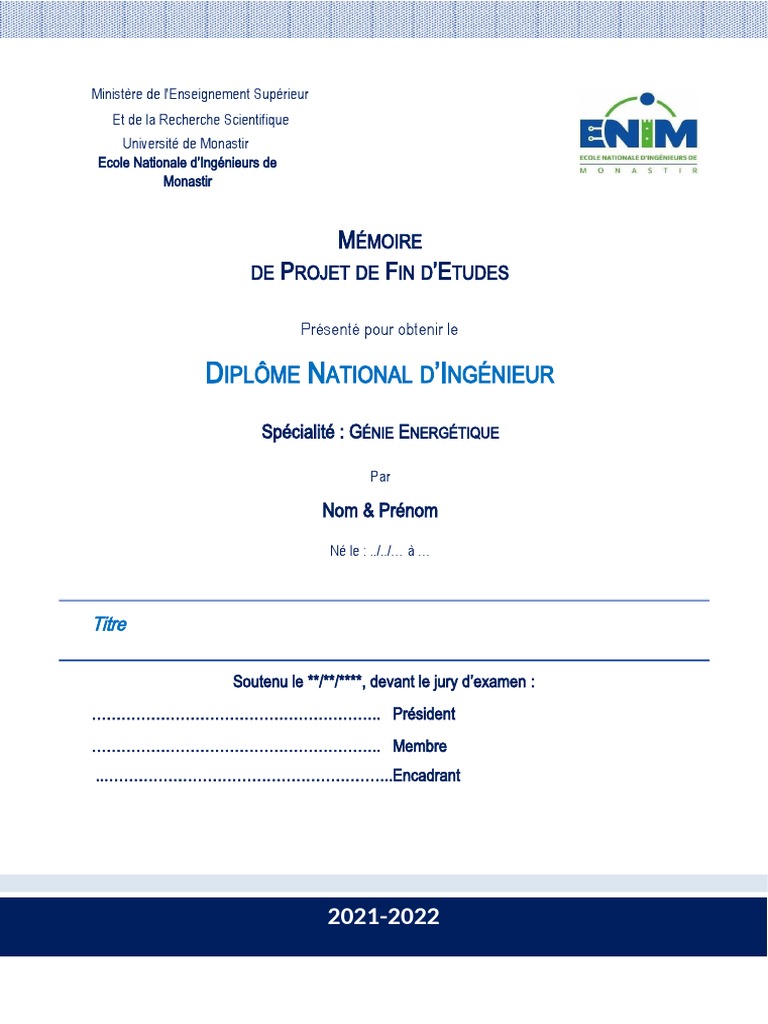 Modèle de Mémoire PFE Word | PDF | Microsoft Word | Mise en page