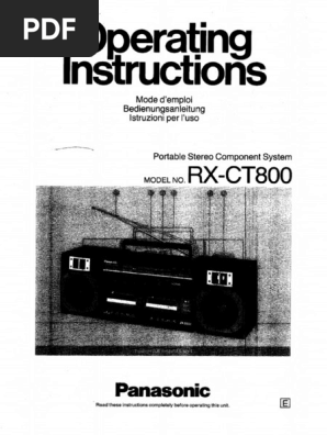 Panasonic RX ct800 User Manual | PDF