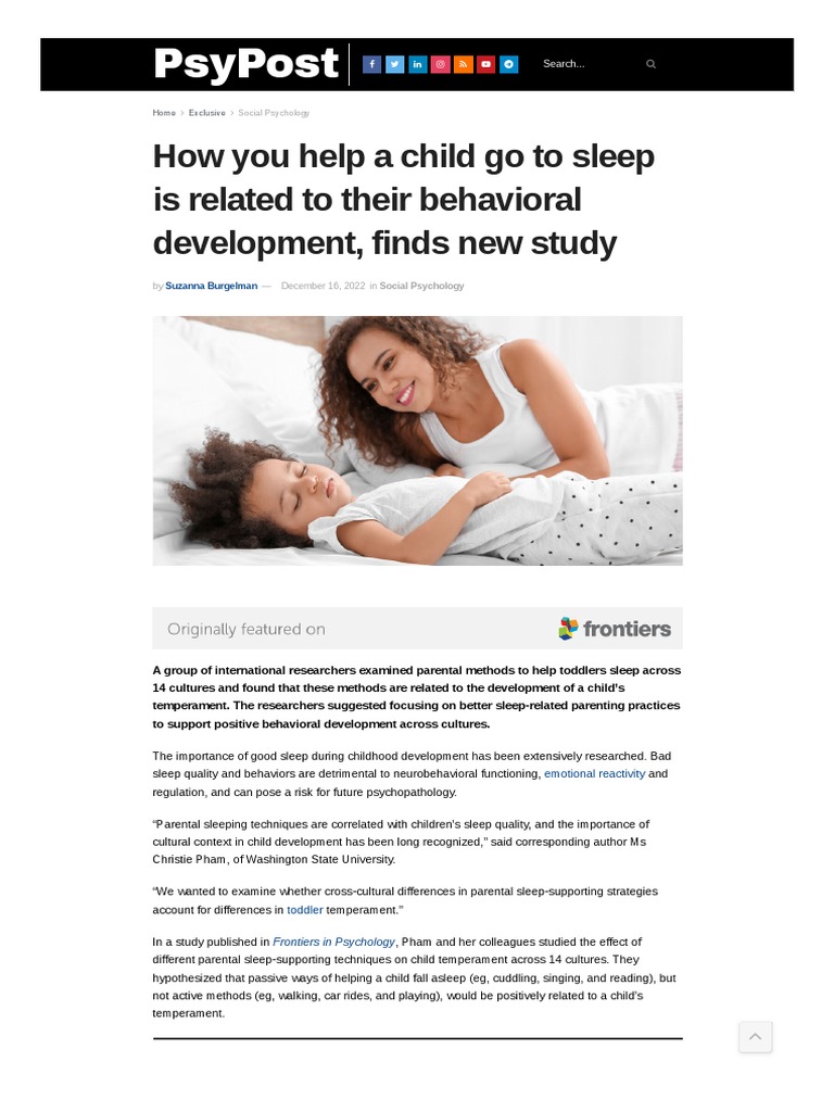 How You Help A Child Go To Sleep Is Related To Their Behavioral