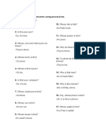 Possessives Questions Answers