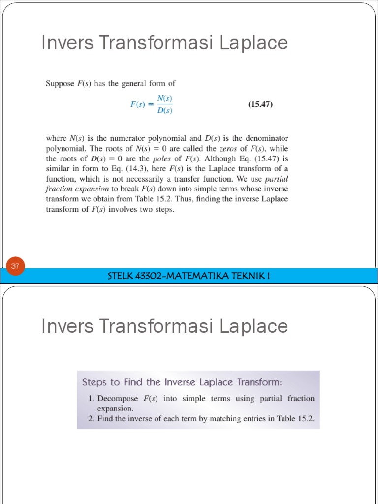 6 Matek 1 Transformasi Laplace Bagian 2 Pdf
