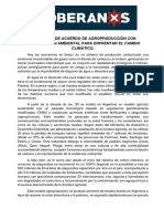 Propuesta de Acuerdo de Agroproduccion Con Restauracion Ambiental para Enfrentar El Cambio Climatico