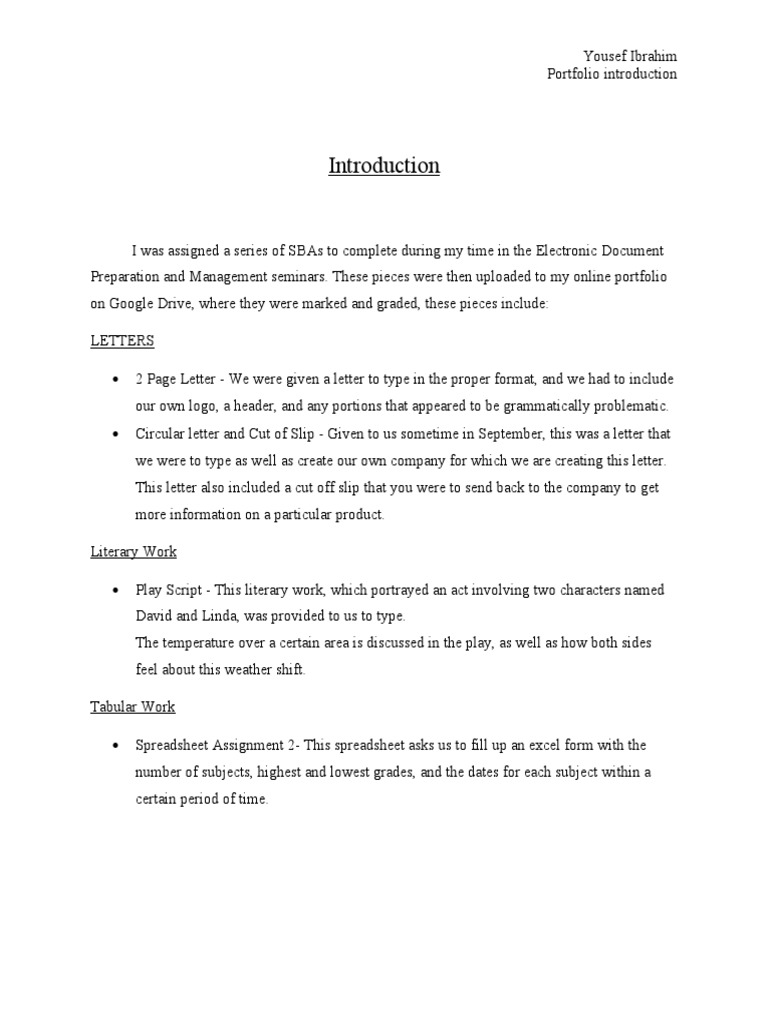 Edpm Portfolio Introduction Pdf Business Economies