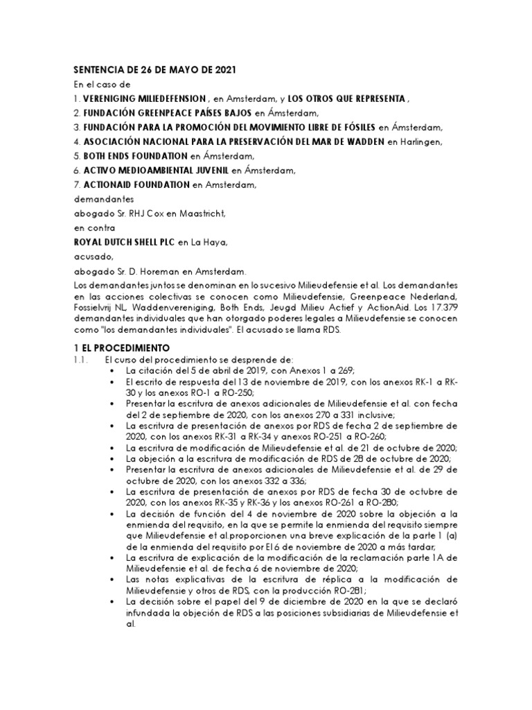 Sentencia holanda vs shell pdf gases de efecto invernadero cambio