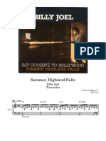 Summer, Highland Falls by Billy Joel Sheet Music