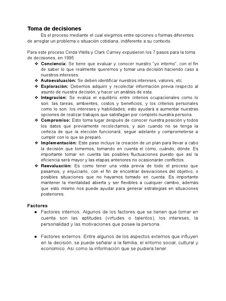 7 Pasos en la Toma de Decisiones | PDF | Toma de decisiones | Ciencia ...
