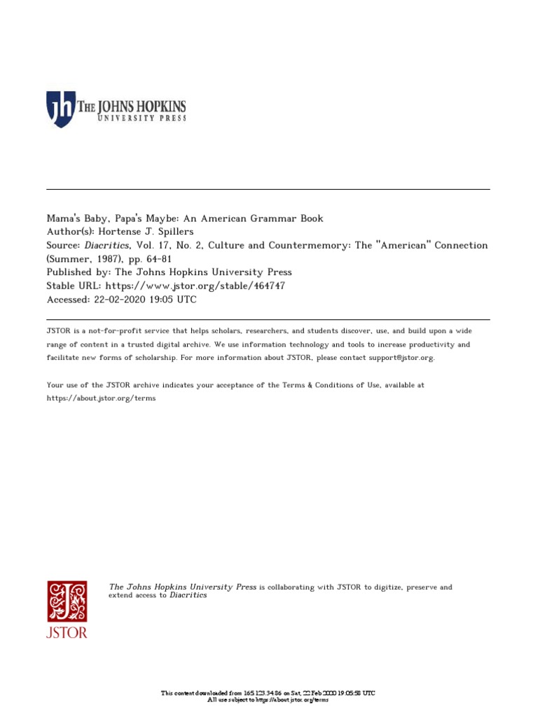 Mama's Baby, Papa's Maybe Overview PDF Library Science