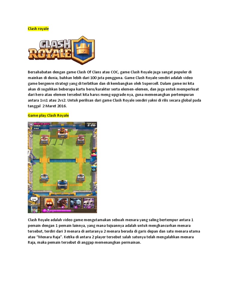 Pengantar Game Clash Royale | PDF