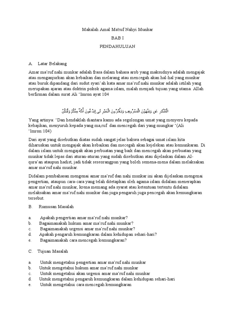 Makalah Amal Ma'Ruf Nahi Mungkar | PDF