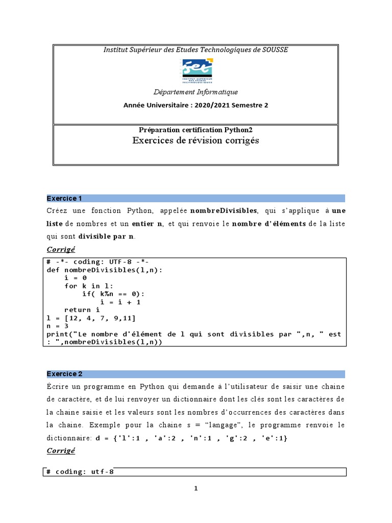 Exercices Python pour certification 2021 | PDF | Python (Langage de ...