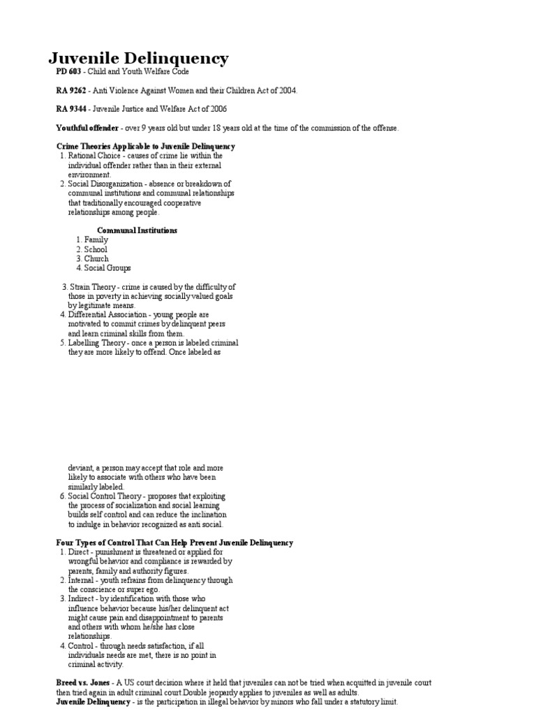 Understanding Juvenile Delinquency | PDF | Juvenile Delinquency ...