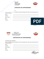 Certificate of Appearance