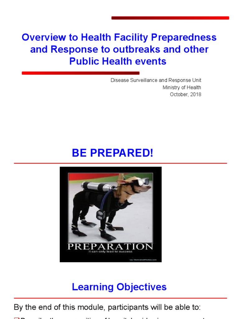 Overview To Health Facility Preparedness and Response PDF Emergency