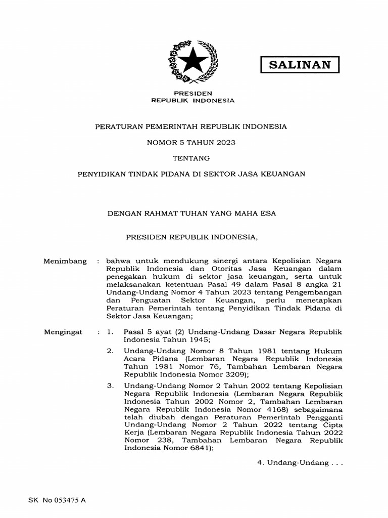 2023-PP Nomor 5 Tahun 2023 | PDF