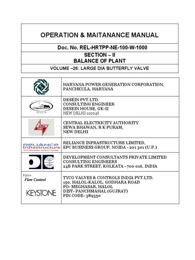 Large Diameter Butterfly Valve Manual | PDF | Valve | Pipe (Fluid ...