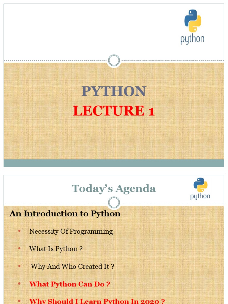 PYTHON LECTURE 1 INTRODUCTION | PDF | Python (Programming Language) | C++