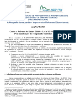 Manifesto Sobre A Reforma Do Ensino Médio - Fala Estadual 2017