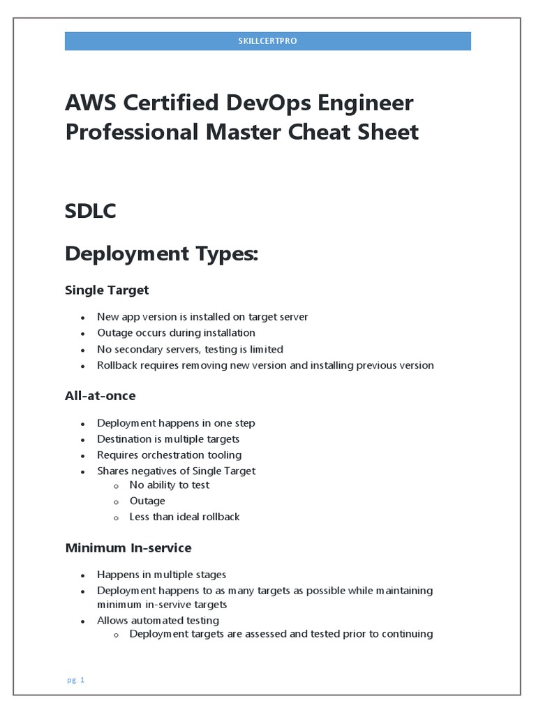 AWS DevOps Engineer Cheat Sheet | PDF | Amazon Web Services | Software ...