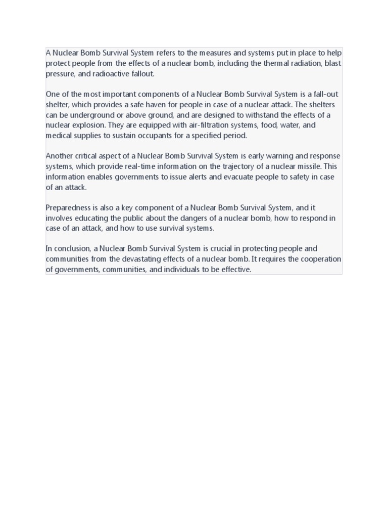 Nuclear Bomb Survival System Pdf