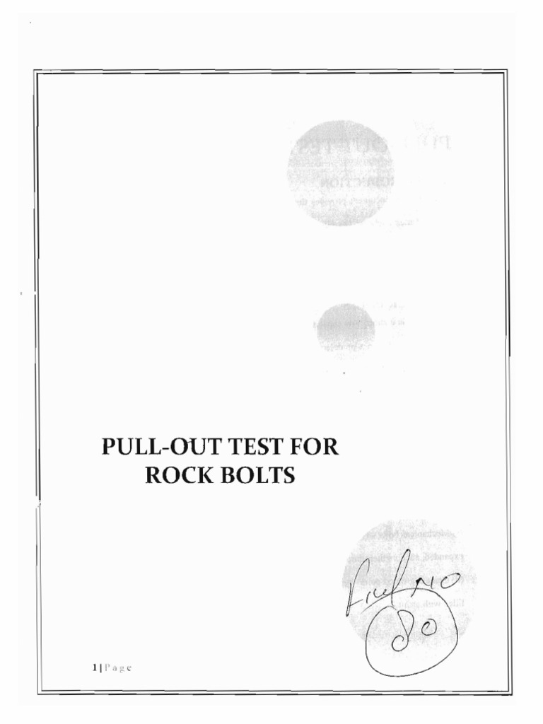 Pull Out Test for rock bolts Screw Building Engineering