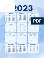 Calendario 2023 Anual Acuarela Azul