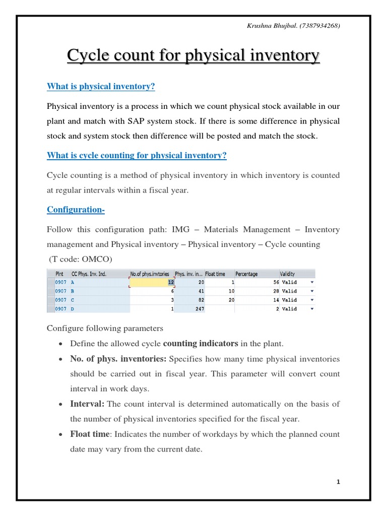 Cycle Counting Configuration Guide | PDF | Inventory | Screenshot
