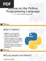 0.1 - Review On The Python Programming Language