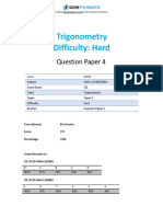 Trigonometry exam paper with questions on bearings, angles and areas
