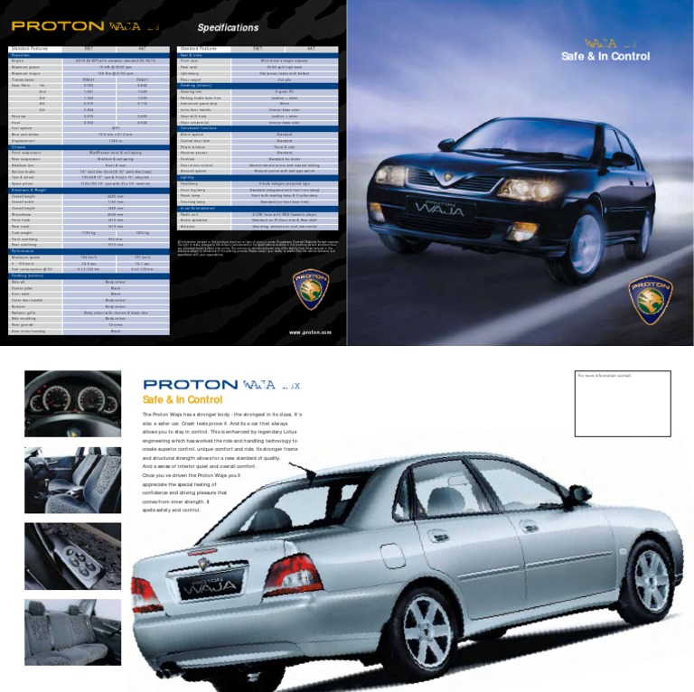 Proton Waja 1.6 Specifications & Features | PDF