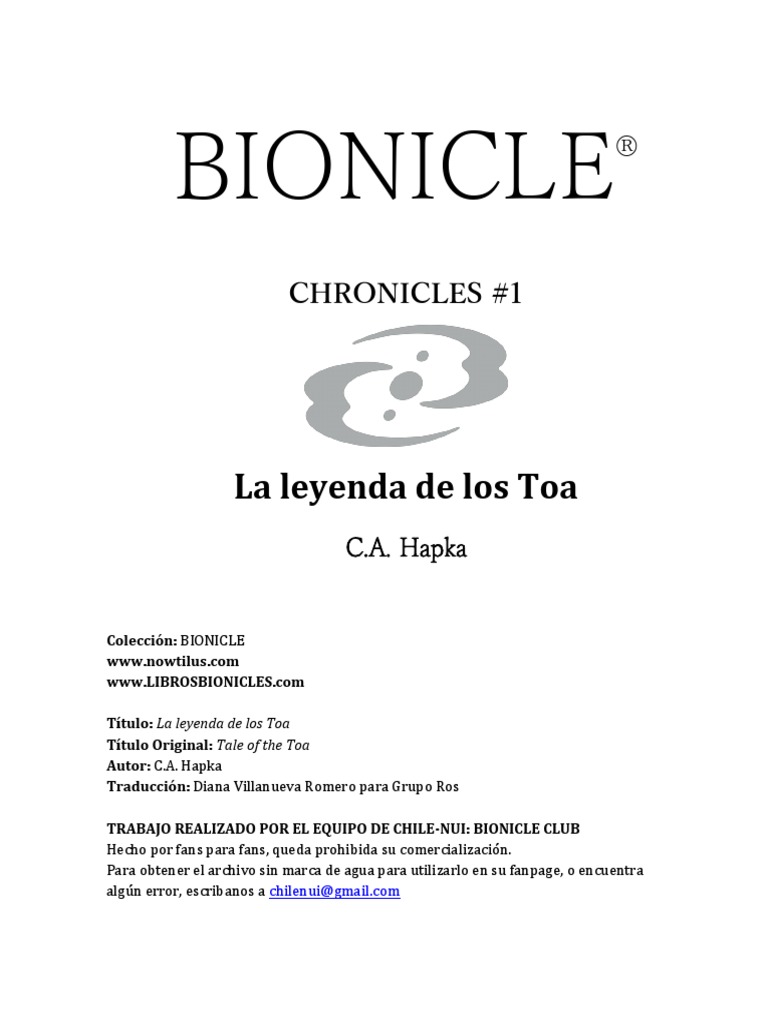 Bionicle Cronicas 1 La Leyenda de Los Toa JPG PDF