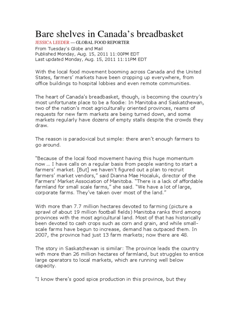 Bare Shelves in Canada's Breadbasket PDF Farms Farmer