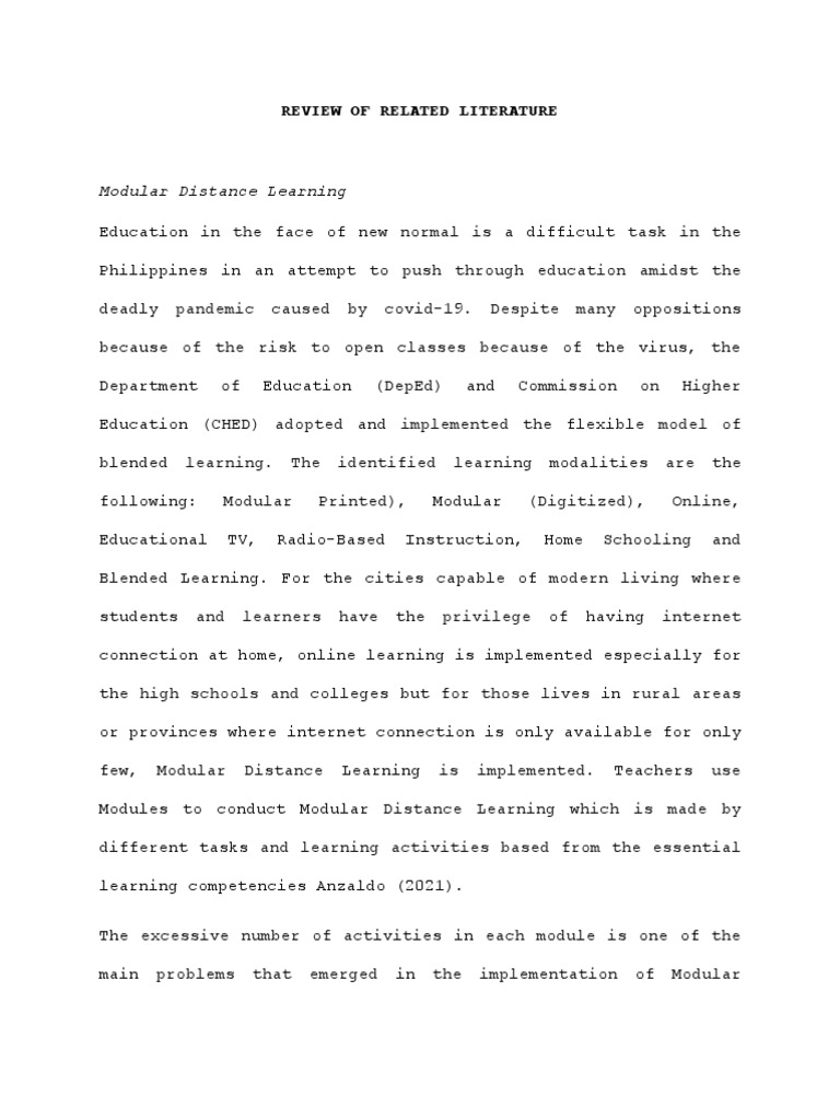 Chapter Ii Rrl Modular Learning In The New Normal Students