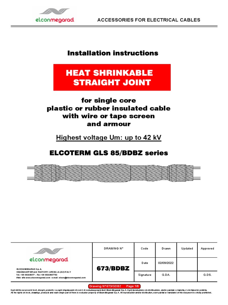 Installation Instructions for Heat Shrinkable Straight Joints for