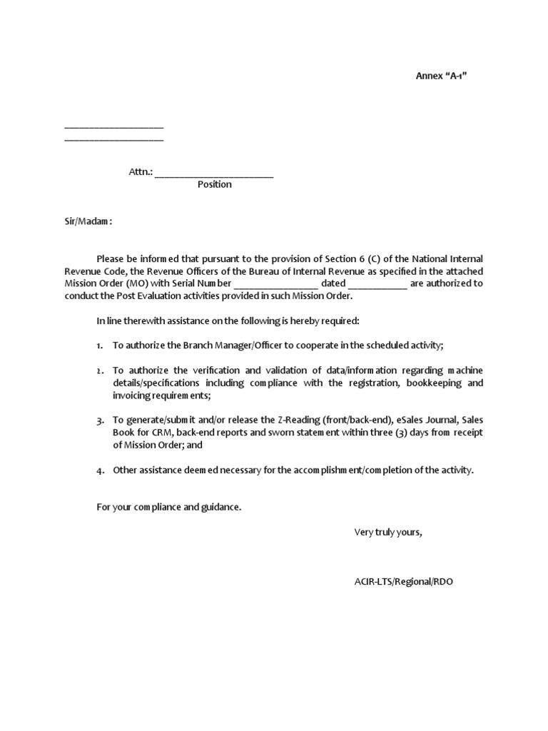 Letter To TP (RMO 15-2018) | PDF