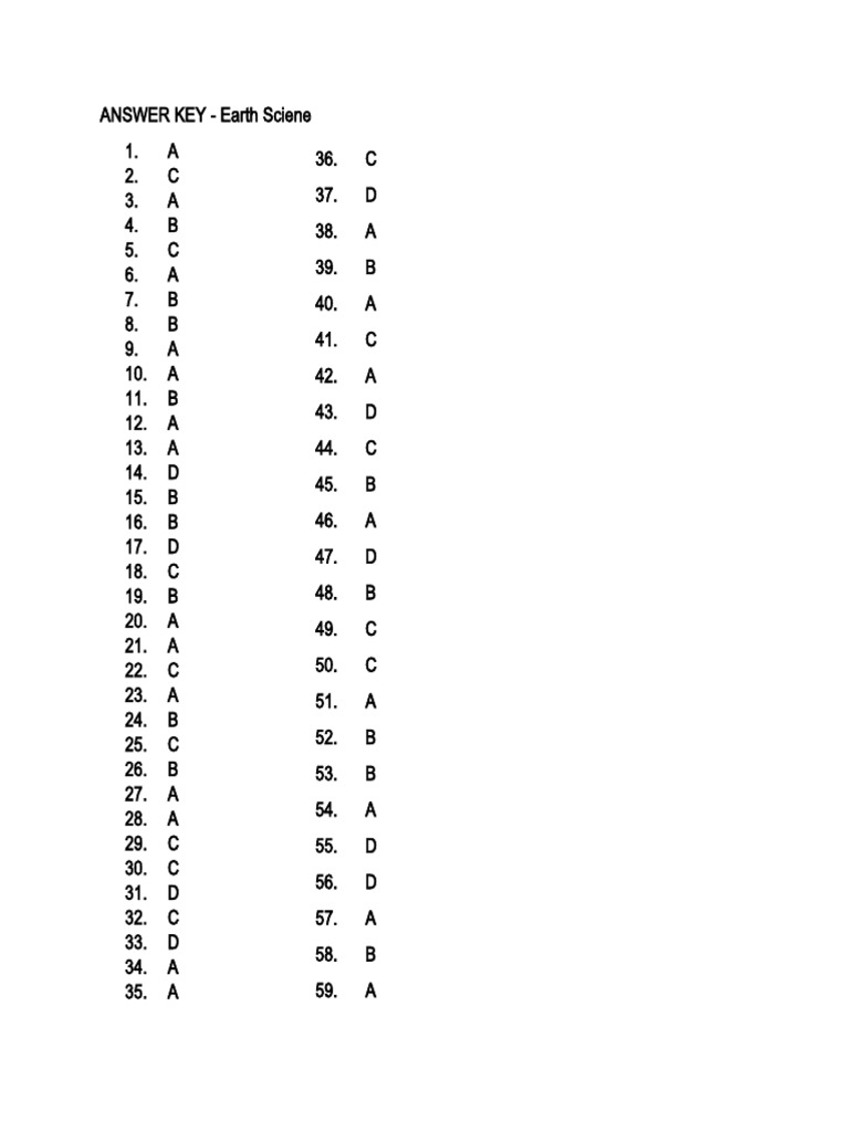 Answer Key Earth Science PDF
